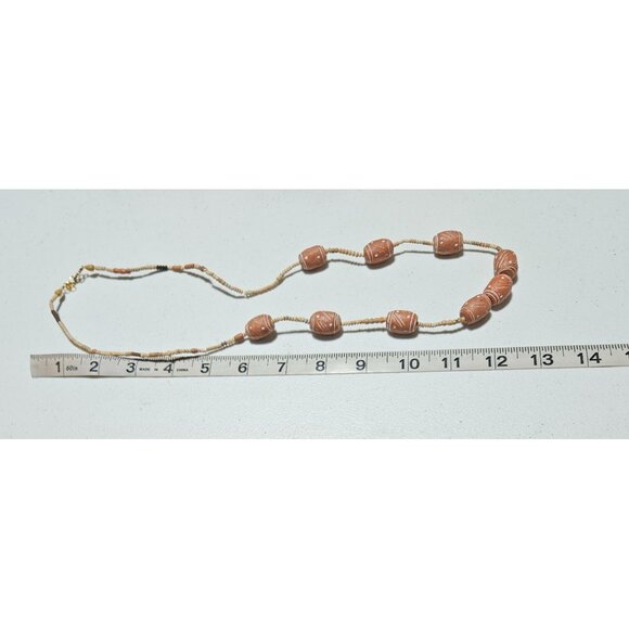 Handcrafted Boho Terracotta Necklace Bracelet Earrings Set Wooden Jewelry - Picture 7 of 10